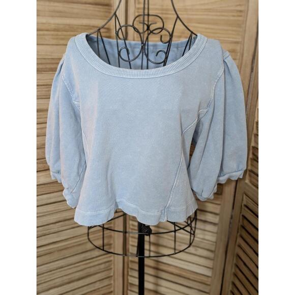 aerie Sweaters - Aerie light blue Crewneck  oversized relaxed fit cotton Cropped sweater XL
